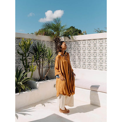 Auruhfy Rustic Amore Embroidered Collar Neck Tunic and Palazzo (Set of 2)