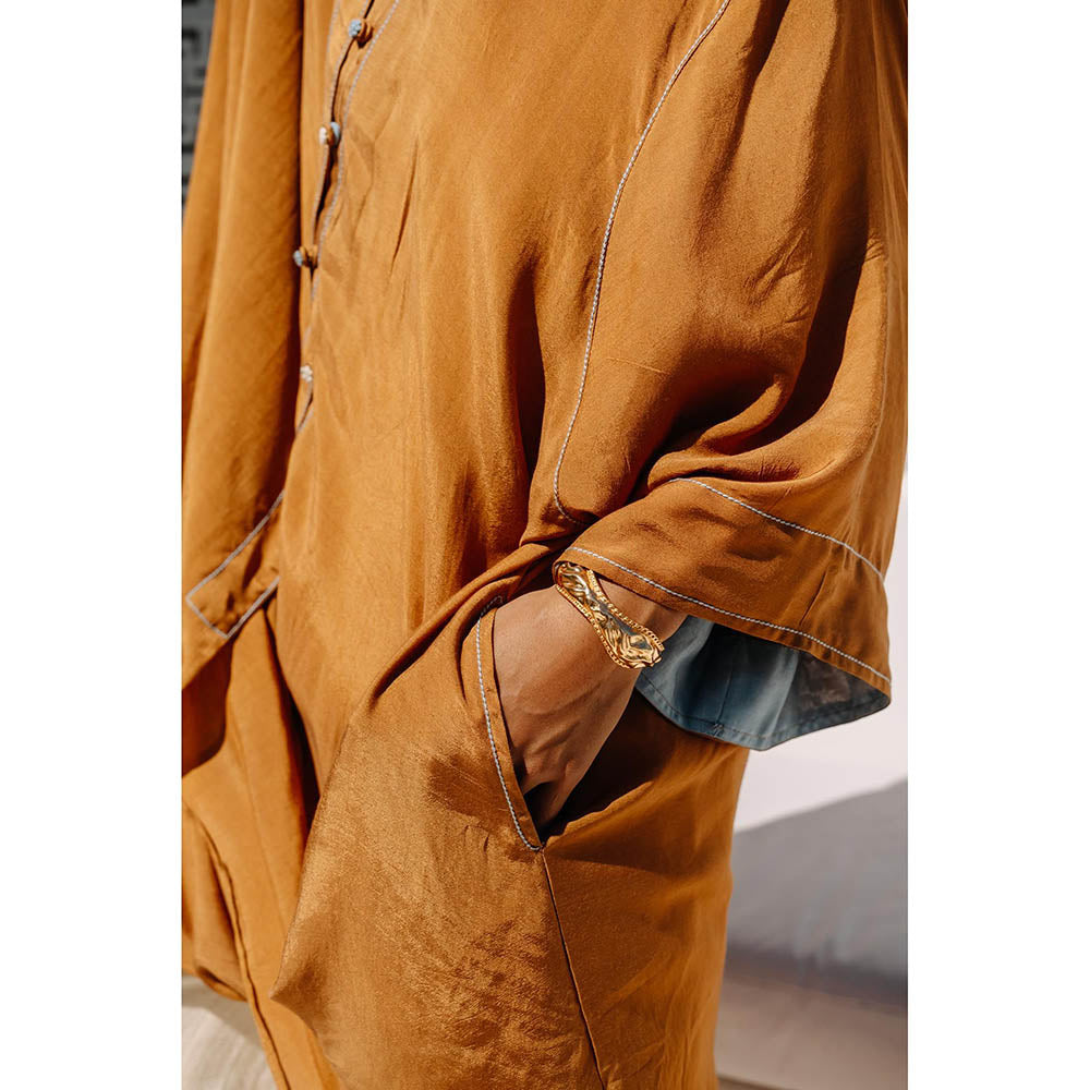 Auruhfy Rustic Amore Embroidered Collar Neck Tunic and Palazzo (Set of 2)