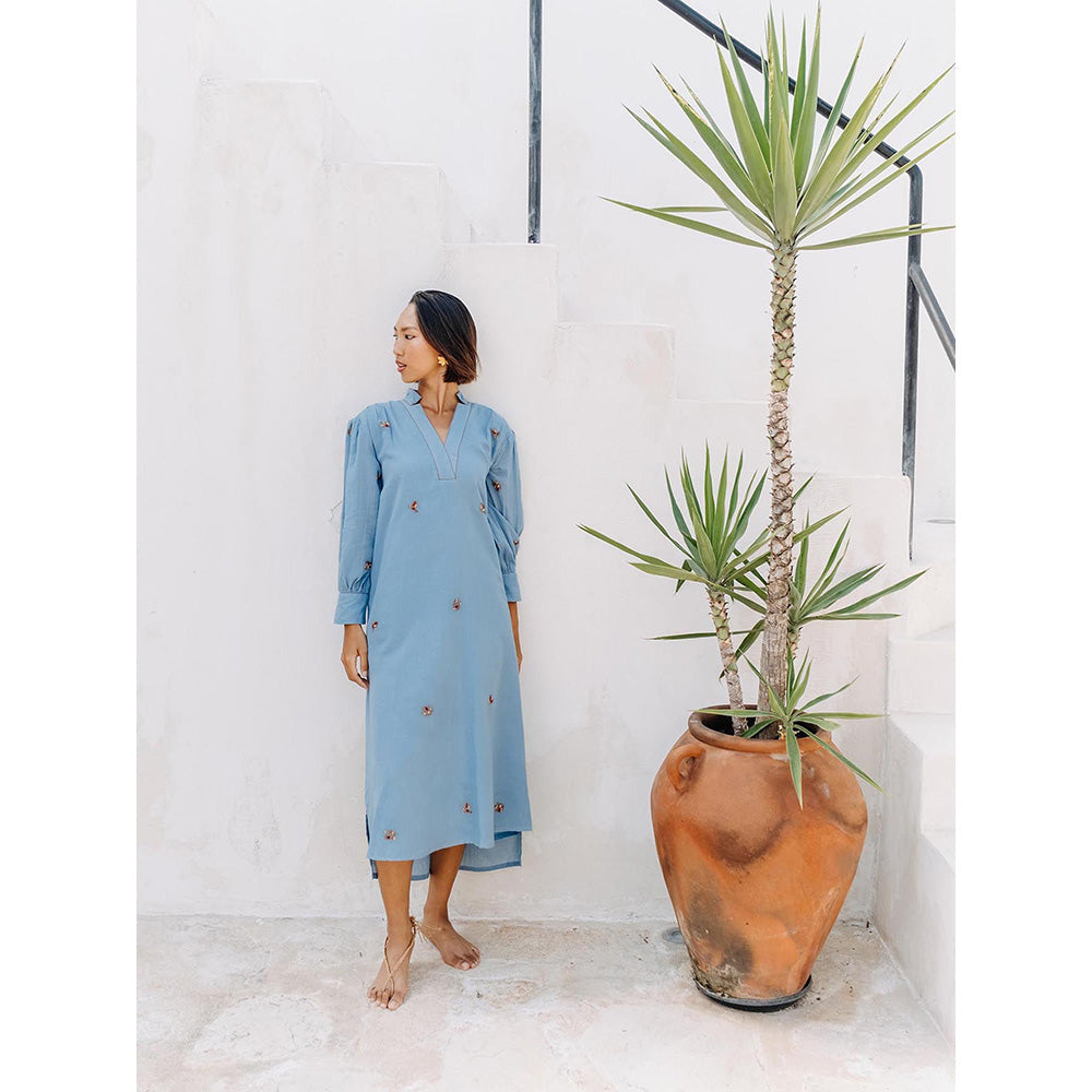 Auruhfy Marine Bliss Embroidered Dress