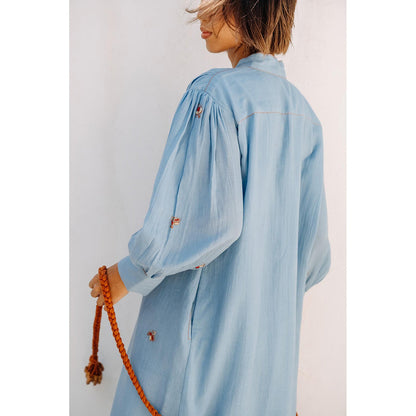 Auruhfy Marine Bliss Embroidered Dress