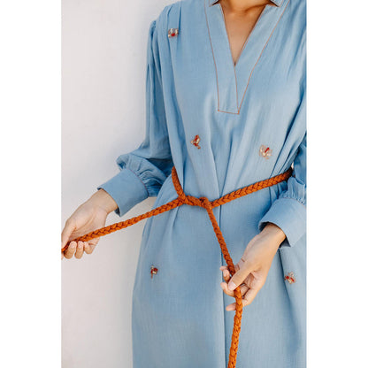 Auruhfy Marine Bliss Embroidered Dress