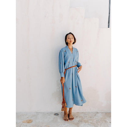 Auruhfy Marine Bliss Embroidered Dress