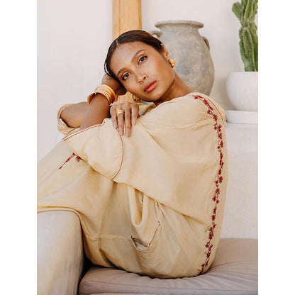 Auruhfy Zephyra Embroidered Dress with Slip (Set of 2)