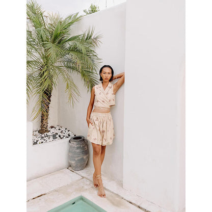 Auruhfy Estella Embroidered Top and Shorts (Set of 2)