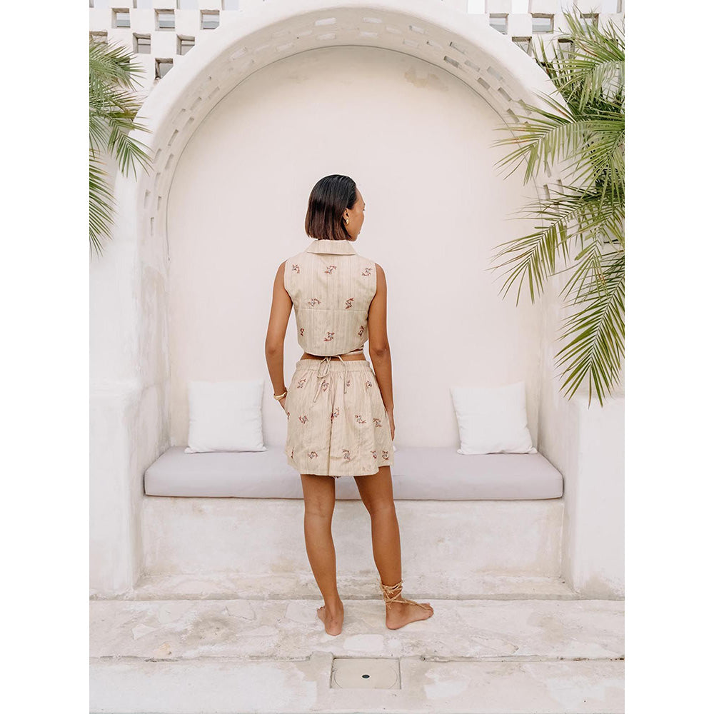 Auruhfy Estella Embroidered Top and Shorts (Set of 2)