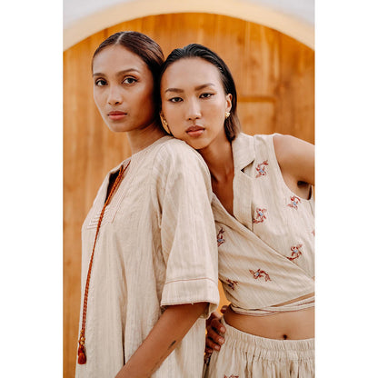 Auruhfy Estella Embroidered Top and Shorts (Set of 2)