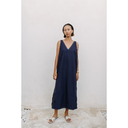 Auruhfy Blue Solid/Plain Symmetry Dress