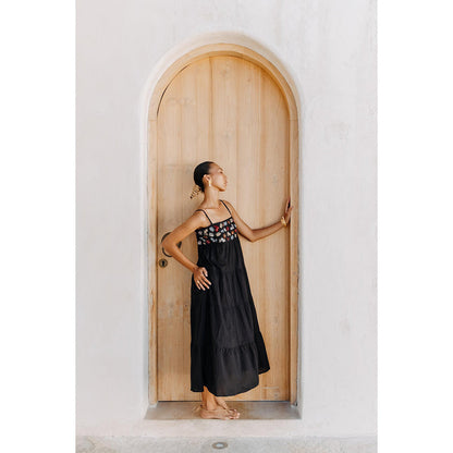 Auruhfy Black Embroidered Night Blooms Dress