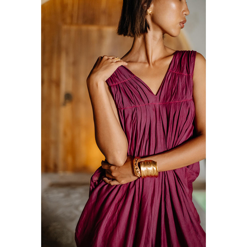 Auruhfy Wine Solid/Plain Heather Jumpsuit