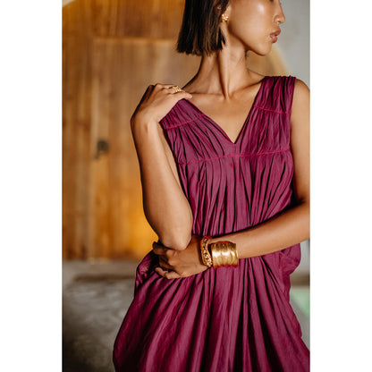 Auruhfy Wine Solid/Plain Heather Jumpsuit