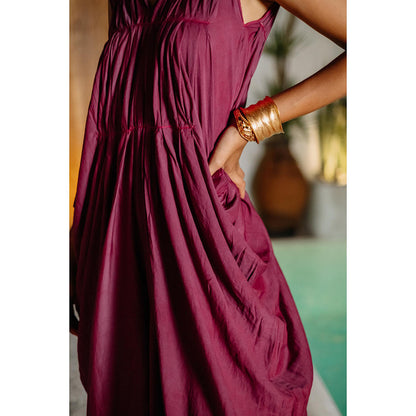 Auruhfy Wine Solid/Plain Heather Jumpsuit