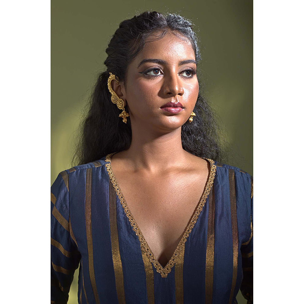 AURUL Regal Blue Anarkali with Dupatta (Set of 2)