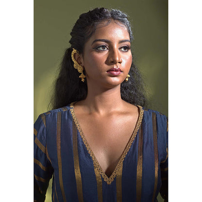 AURUL Regal Blue Anarkali with Dupatta (Set of 2)