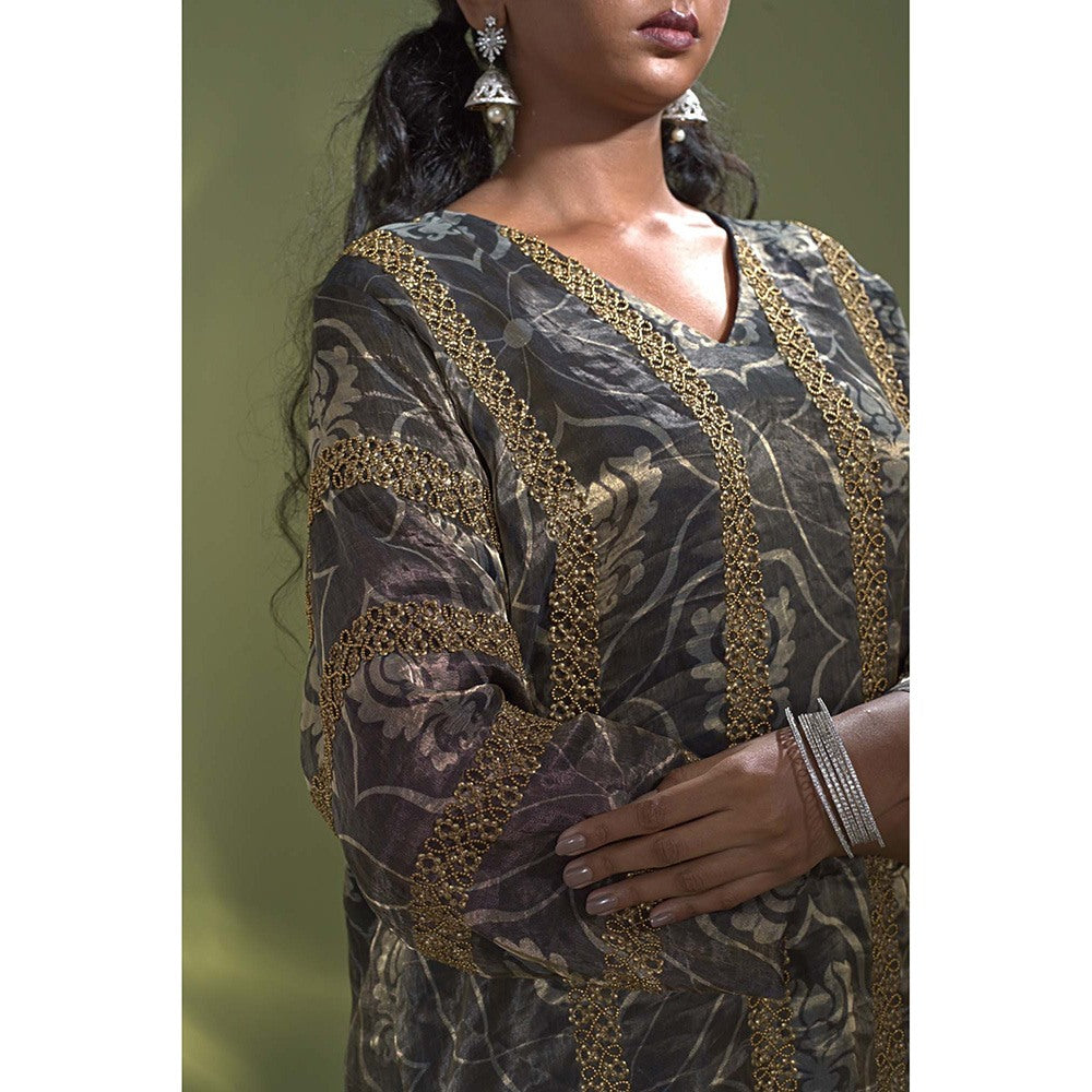 AURUL Deep Blue Banaras Silk Co-Ord (Set of 2)