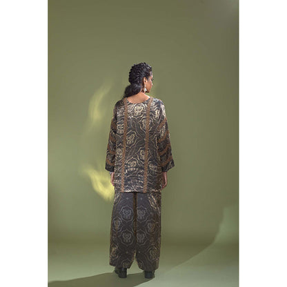 AURUL Deep Blue Banaras Silk Co-Ord (Set of 2)