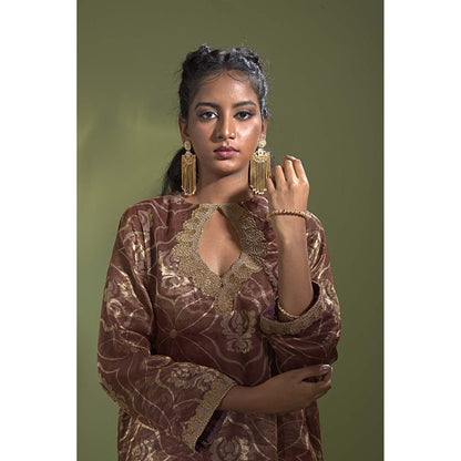 AURUL Rust Banaras Silk Co-Ord (Set of 2)