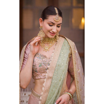 AVNNI KAPUR Banarsi Gota Patti Lehenga with Choli and Sequience Work Dupatta (Set of 4)