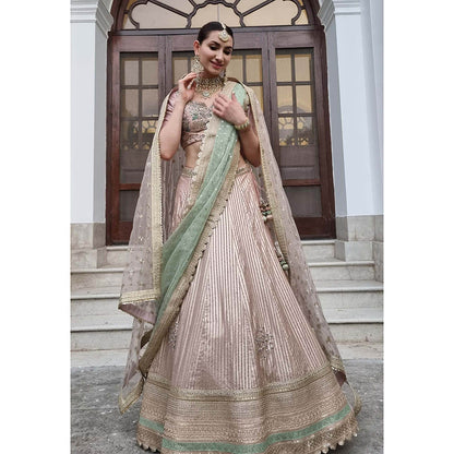 AVNNI KAPUR Banarsi Gota Patti Lehenga with Choli and Sequience Work Dupatta (Set of 4)