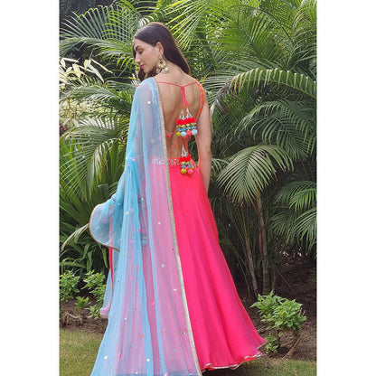 AVNNI KAPUR Pink Lehenga with Embellished Choli and Dupatta (Set of 3)