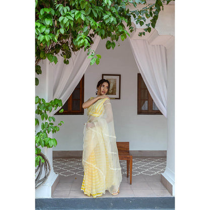 AYAKA Yellow Striper Saree Without Blouse