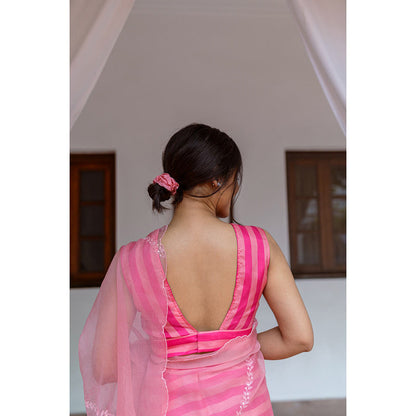 AYAKA Pink Striper Saree Without Blouse
