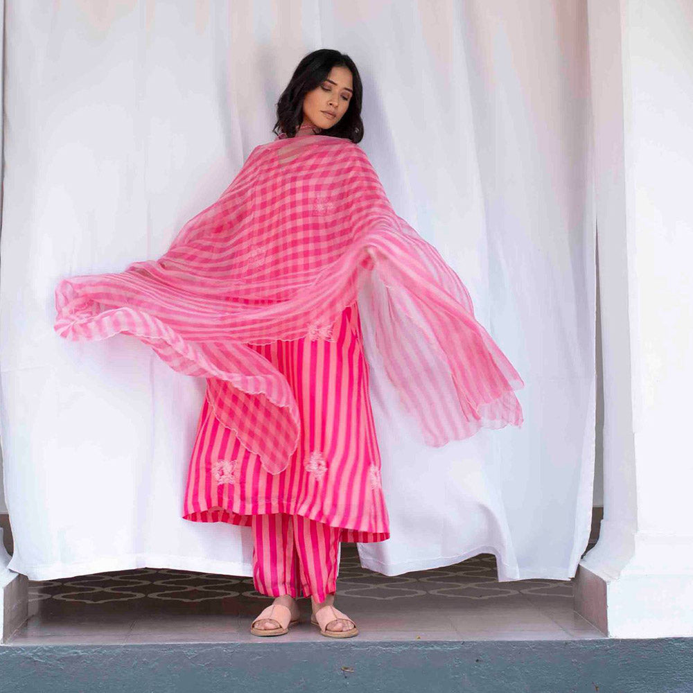 AYAKA Pink Striper Dupatta