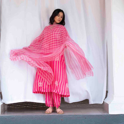 AYAKA Pink Striper Dupatta