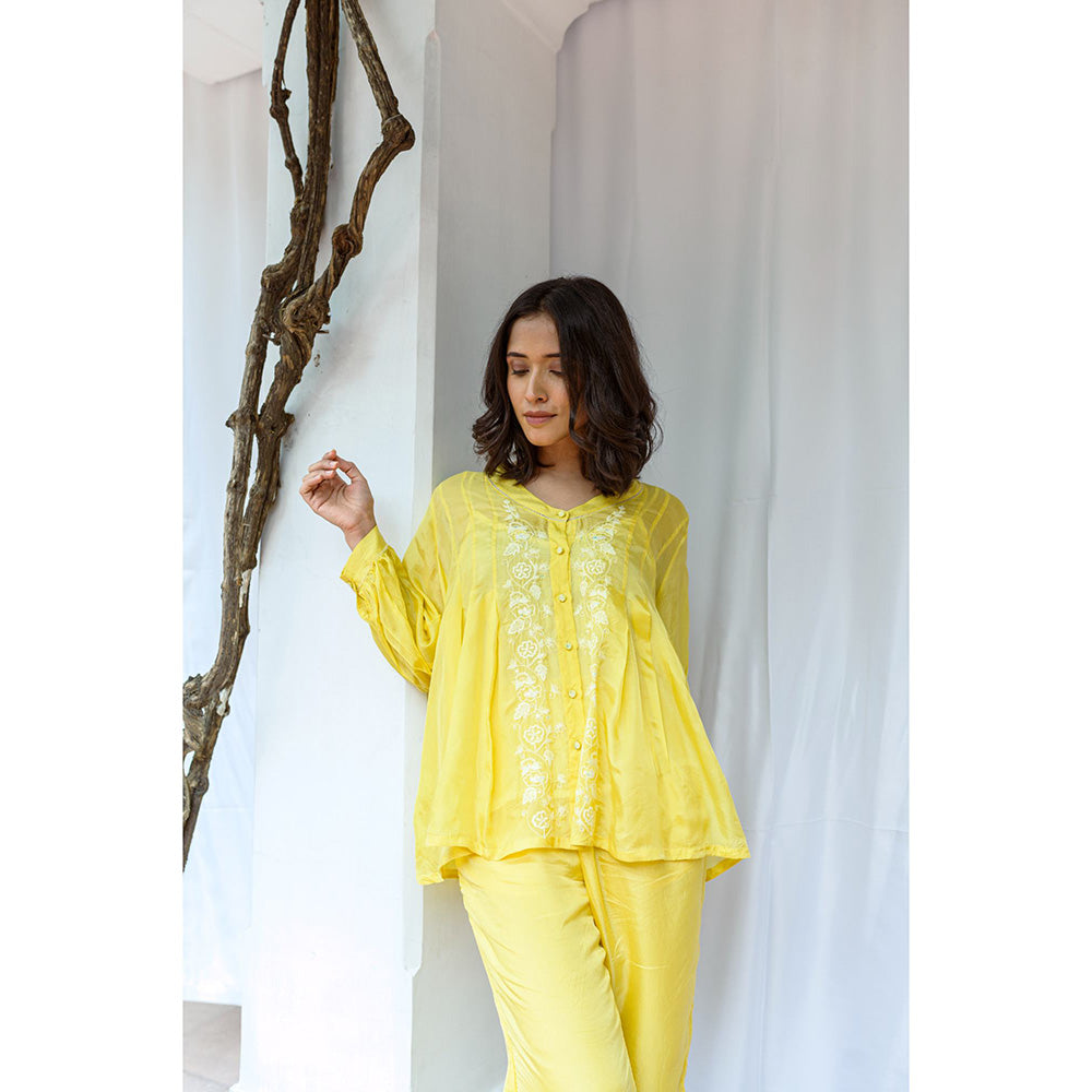 AYAKA Tully Yellow Pleated Top