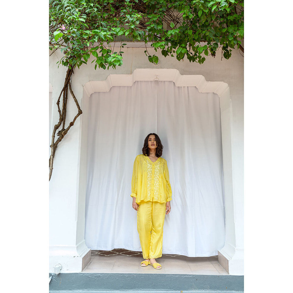 AYAKA Tully Yellow Pleated Top