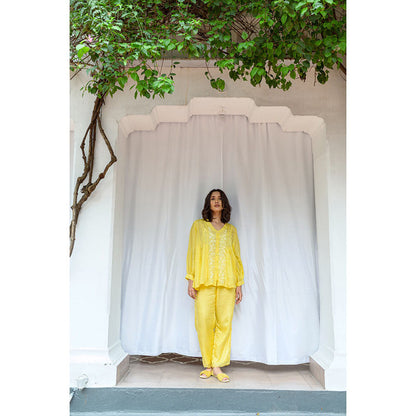 AYAKA Tully Yellow Pleated Top