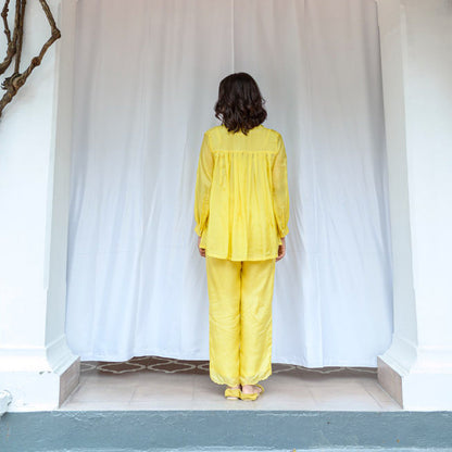 AYAKA Tully Yellow Pleated Top