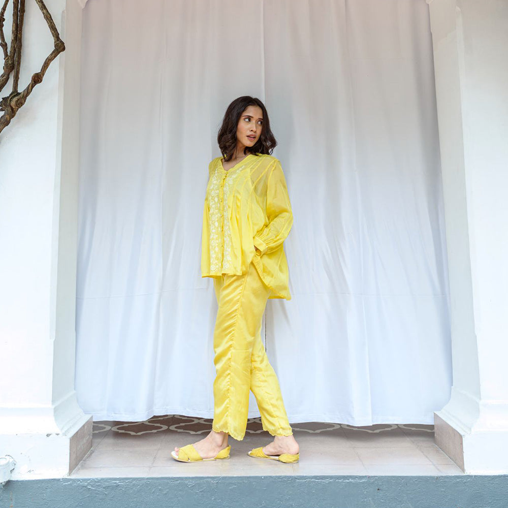 AYAKA Tully Yellow Pleated Top