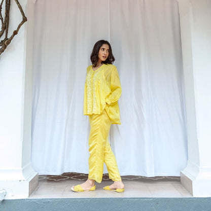 AYAKA Tully Yellow Pleated Top