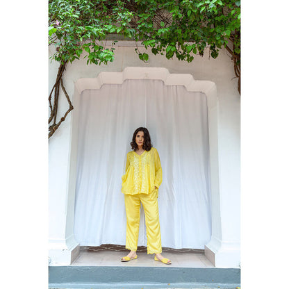 AYAKA Tully Yellow Pleated Top