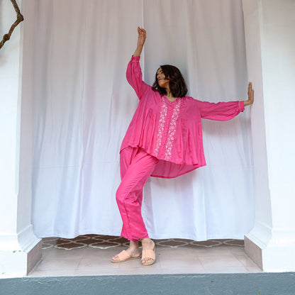AYAKA Tully Pink Pleated Top