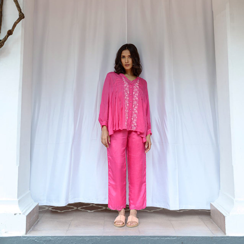 AYAKA Tully Pink Pleated Top