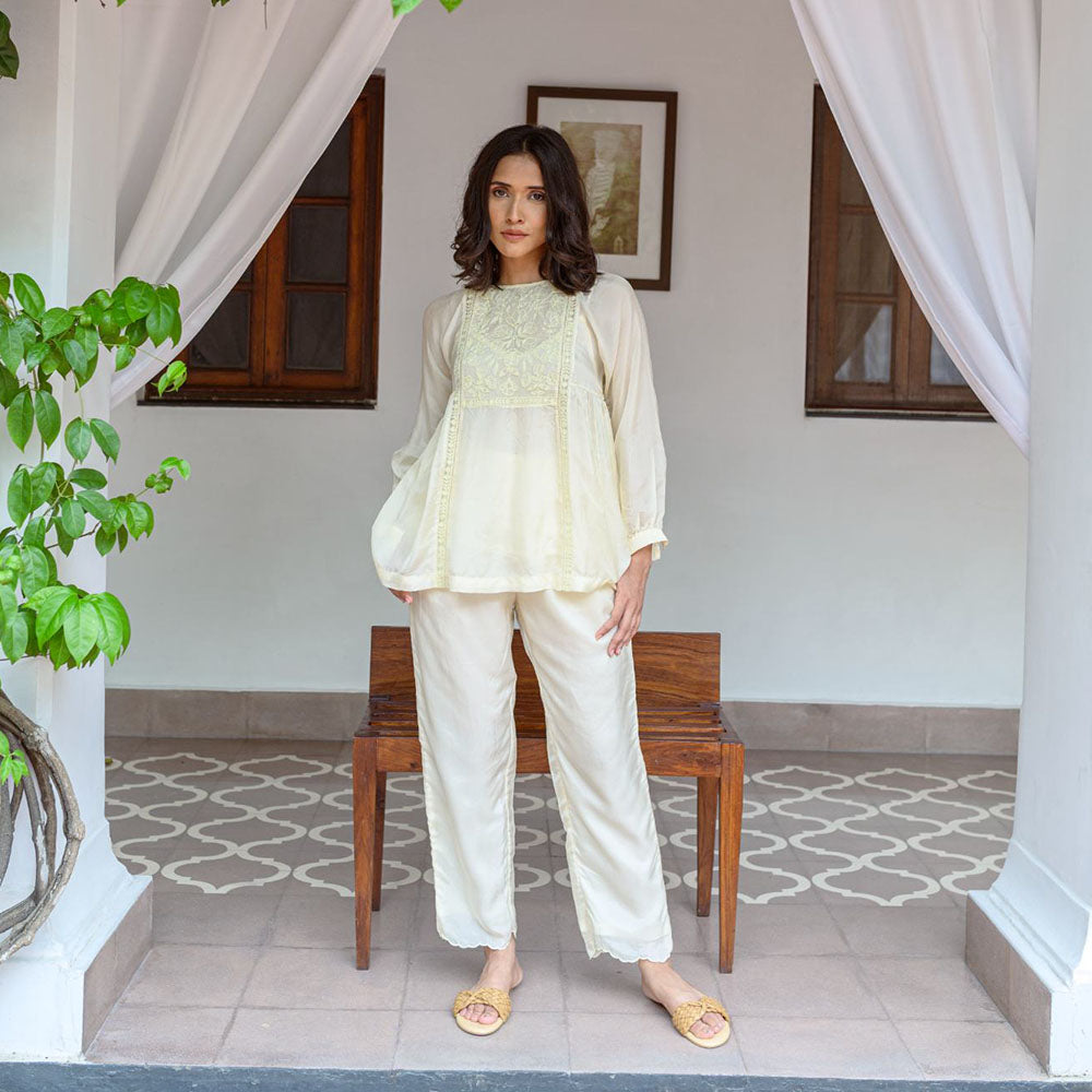 AYAKA Paige Yellow Top with Embroidered Yoke (Set of 2)