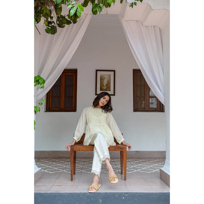 AYAKA Paige Yellow Top with Embroidered Yoke (Set of 2)