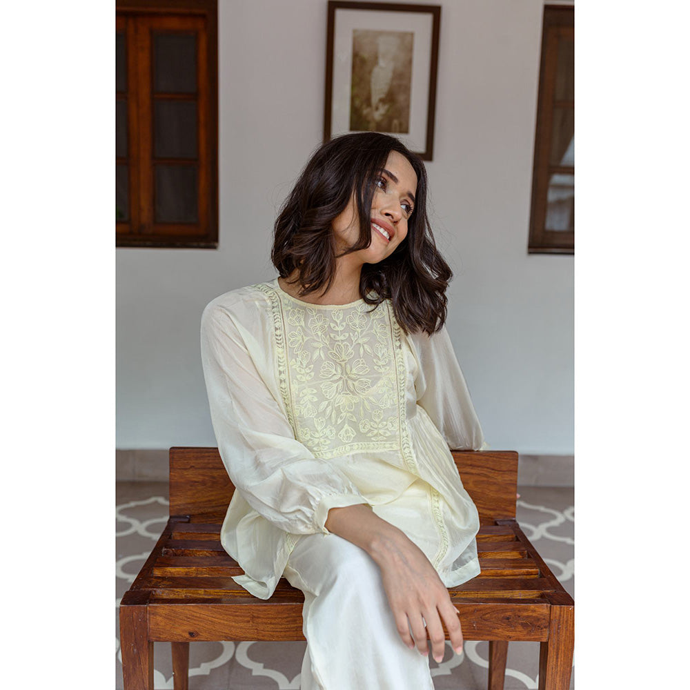 AYAKA Paige Yellow Top with Embroidered Yoke (Set of 2)