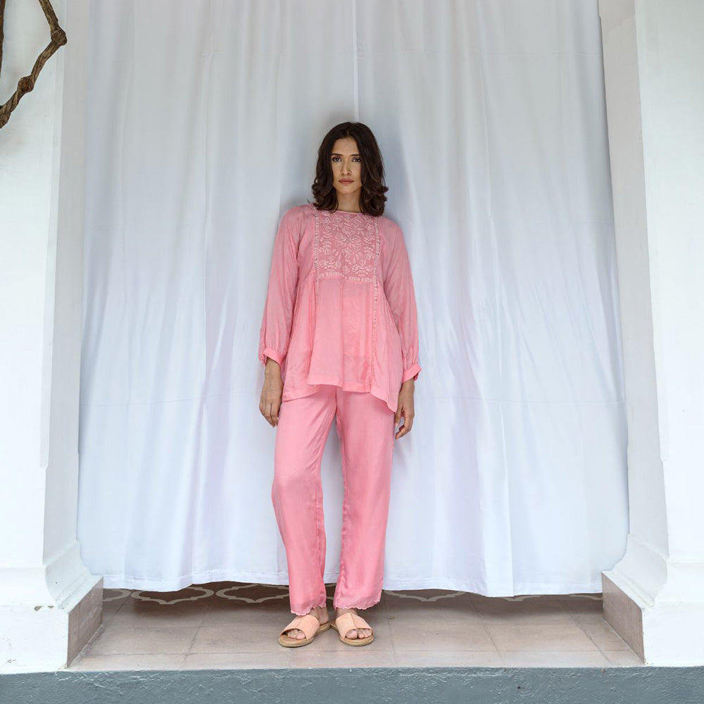 AYAKA Paige Pink Top with Embroidered Yoke (Set of 2)
