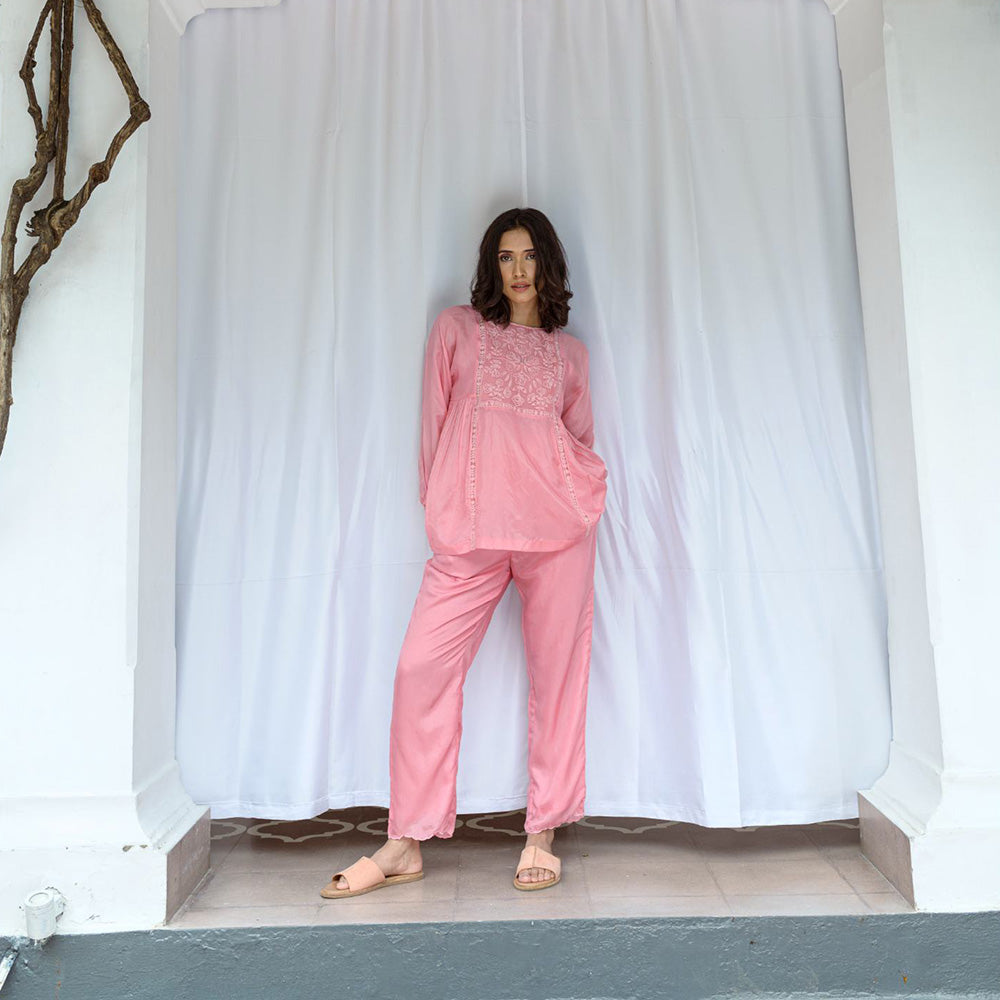 AYAKA Paige Pink Top with Embroidered Yoke (Set of 2)