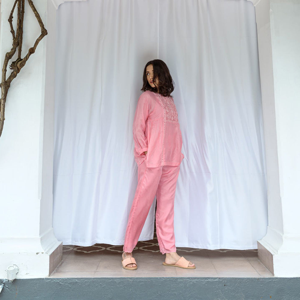 AYAKA Paige Pink Top with Embroidered Yoke (Set of 2)