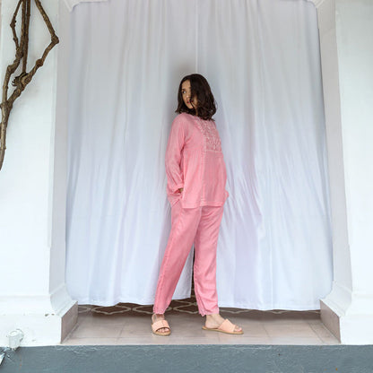 AYAKA Paige Pink Top with Embroidered Yoke (Set of 2)