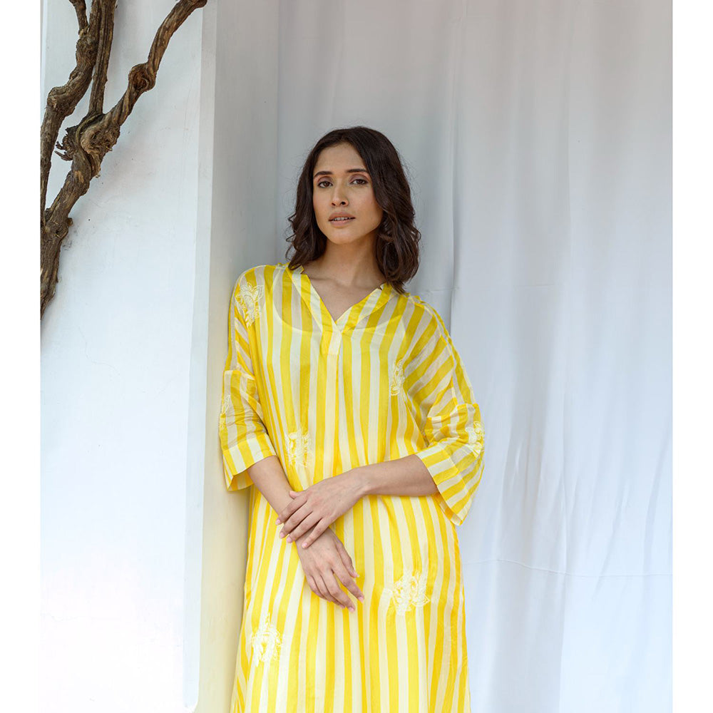 AYAKA Paco Yellow Striper Kurta (Set of 2)