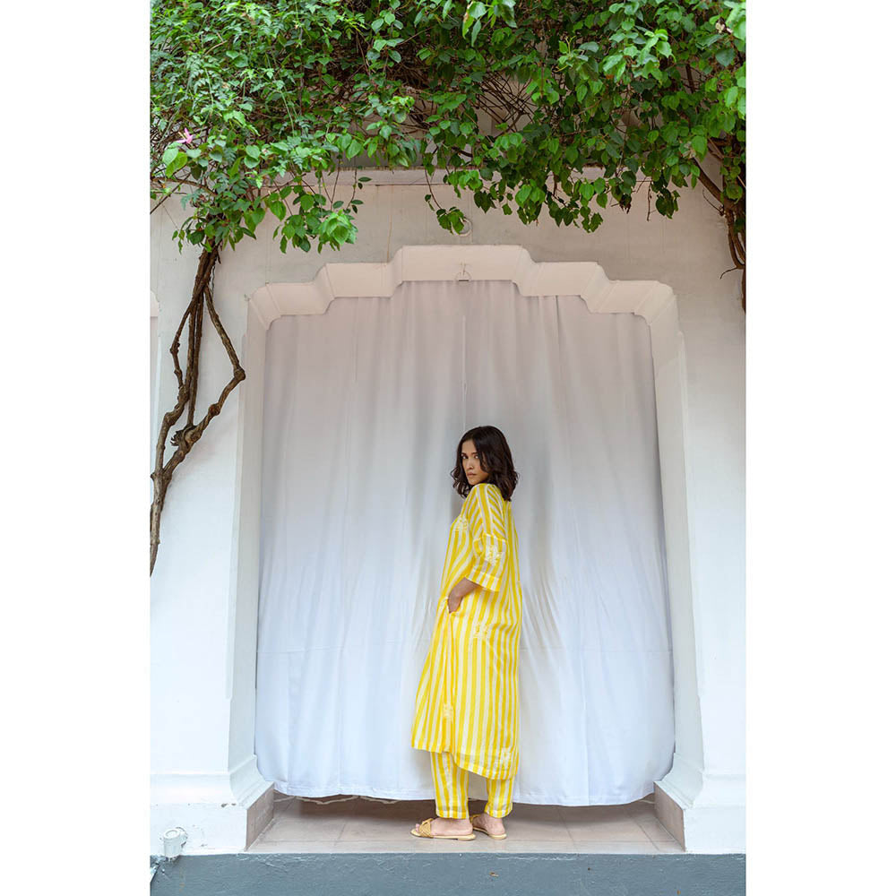 AYAKA Paco Yellow Striper Kurta (Set of 2)