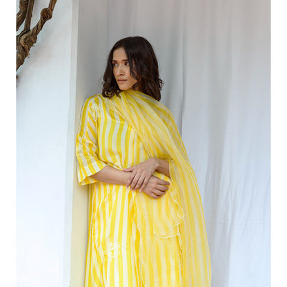 AYAKA Paco Yellow Striper Kurta (Set of 2)