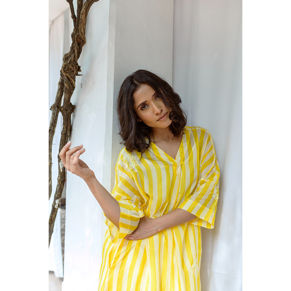 AYAKA Paco Yellow Striper Kurta (Set of 2)