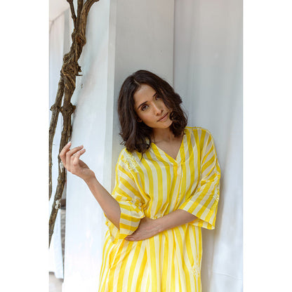 AYAKA Paco Yellow Striper Kurta (Set of 2)