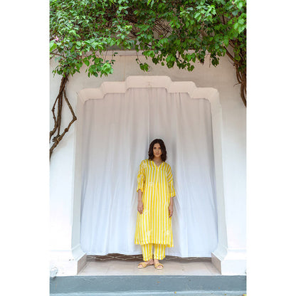AYAKA Paco Yellow Striper Kurta (Set of 2)