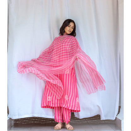 AYAKA Paco Pink Striper Kurta (Set of 2)